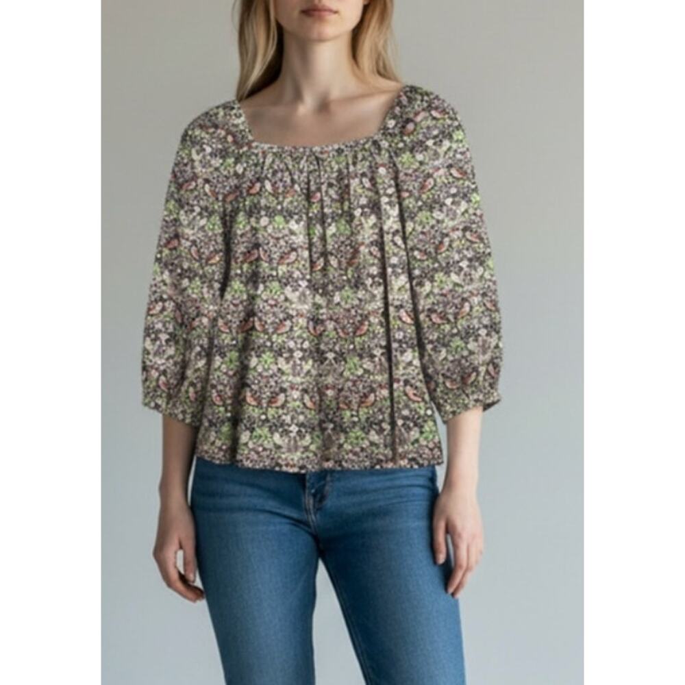 Liberty Art Fabrics for J.Crew Women's Top Square Neckline Floral Paisley Size 2